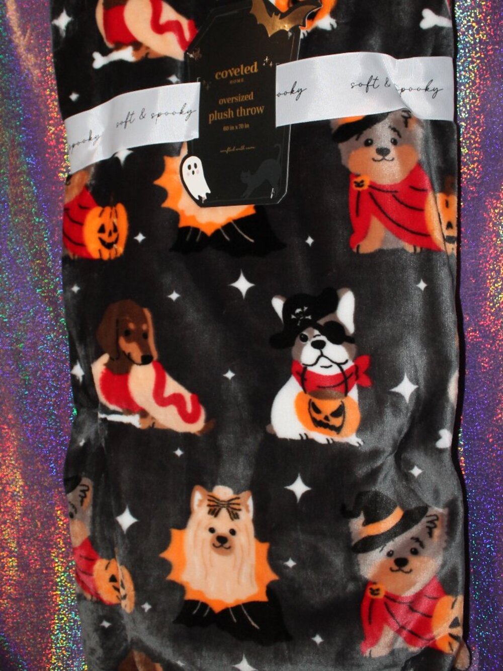 Halloween Dog Print Throw Blanket NWT
